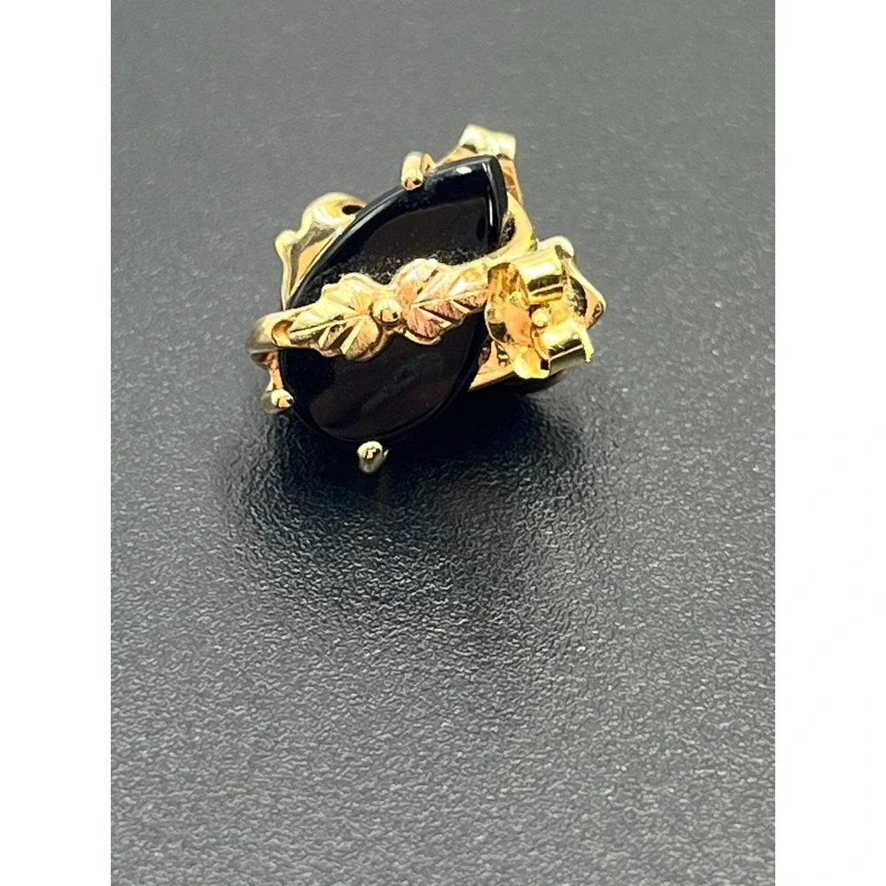 Black Hills Gold C. Co 14k Vintage Onyx Leaf Vine Estate 10k Stud Earrings 3 Gr
